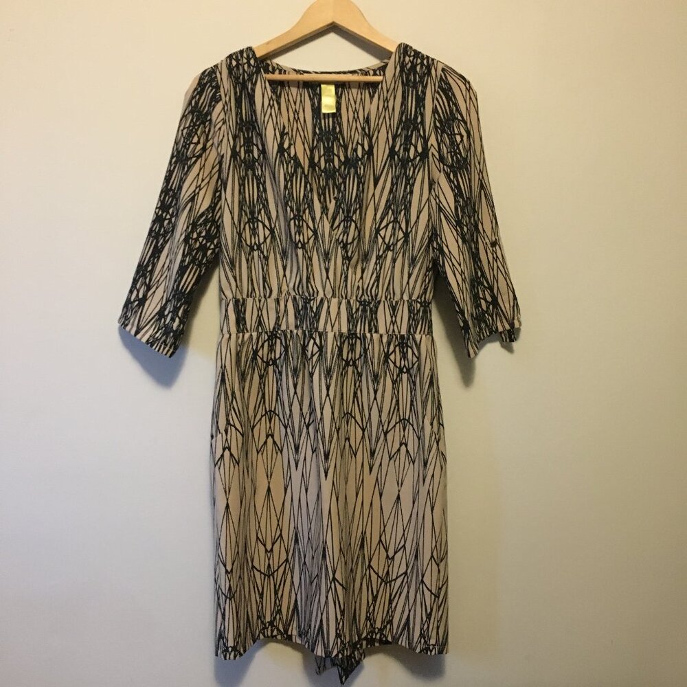 Presley Skye Retro 70s Geometric Tesseract Wrap Dress Tie Back Small - Picture 2 of 15